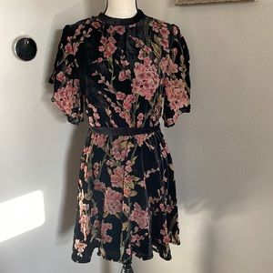 bishop + young velvet dress floral